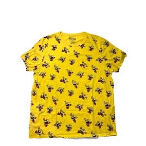 Pac-Man Arcade Men’s Tee Shirt XL Yellow All Over Print Graphic Retro Gaming AOP